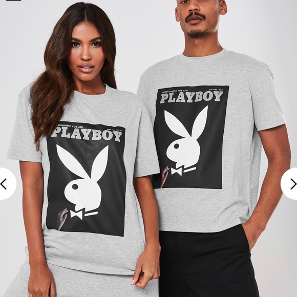 Missguided Tops - Playboy x Missguided Gray Bunny Tee